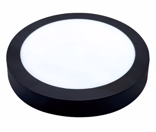 Plafón Sobrepuesto LED 12W Negro – Ultra Brillante - vista frontal